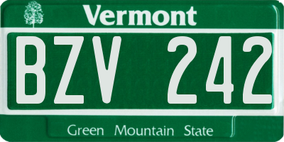 VT license plate BZV242