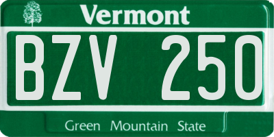 VT license plate BZV250