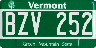 VT license plate BZV252