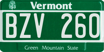 VT license plate BZV260