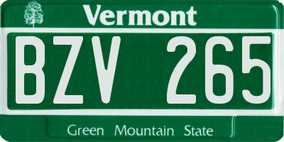 VT license plate BZV265