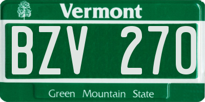 VT license plate BZV270