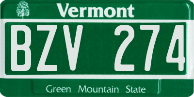VT license plate BZV274