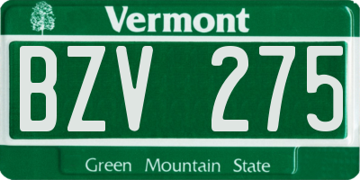 VT license plate BZV275