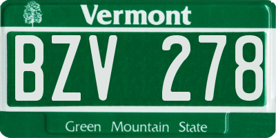 VT license plate BZV278