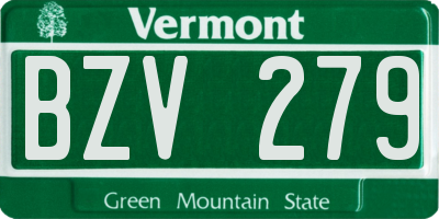 VT license plate BZV279
