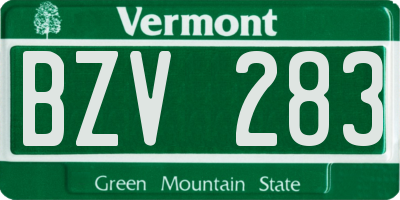 VT license plate BZV283
