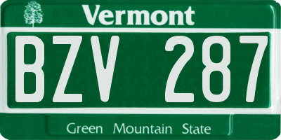 VT license plate BZV287