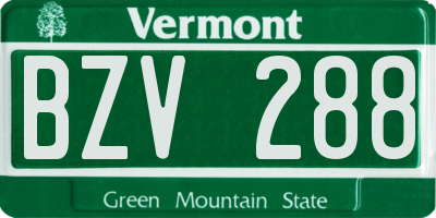 VT license plate BZV288