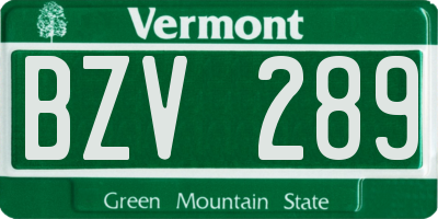 VT license plate BZV289