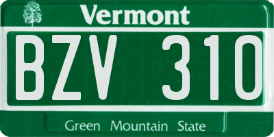 VT license plate BZV310