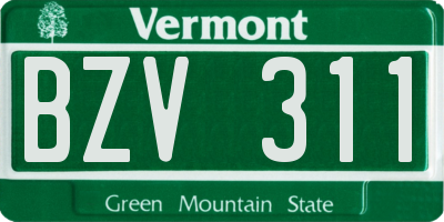 VT license plate BZV311