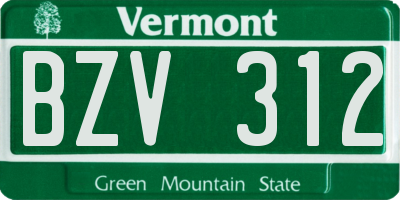 VT license plate BZV312