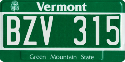 VT license plate BZV315