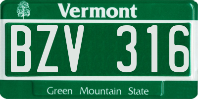 VT license plate BZV316