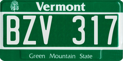 VT license plate BZV317