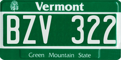 VT license plate BZV322