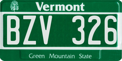 VT license plate BZV326