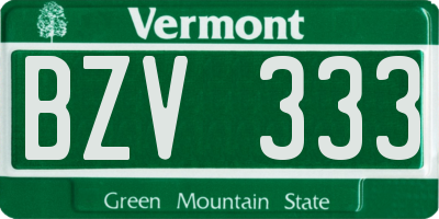 VT license plate BZV333