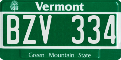 VT license plate BZV334