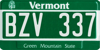 VT license plate BZV337