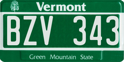 VT license plate BZV343