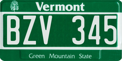 VT license plate BZV345