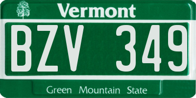 VT license plate BZV349