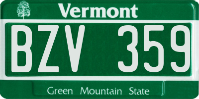 VT license plate BZV359