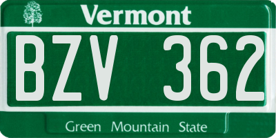 VT license plate BZV362