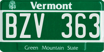 VT license plate BZV363