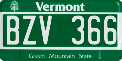VT license plate BZV366