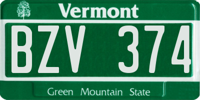 VT license plate BZV374
