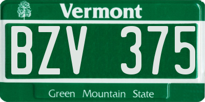 VT license plate BZV375