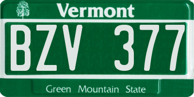 VT license plate BZV377