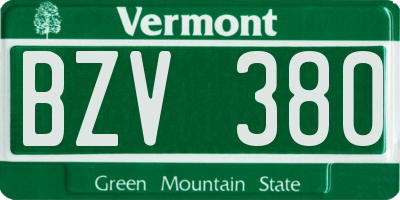 VT license plate BZV380