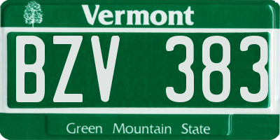 VT license plate BZV383