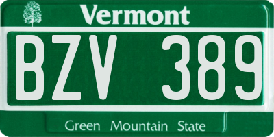 VT license plate BZV389