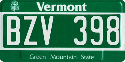 VT license plate BZV398