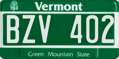 VT license plate BZV402