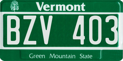 VT license plate BZV403