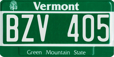 VT license plate BZV405