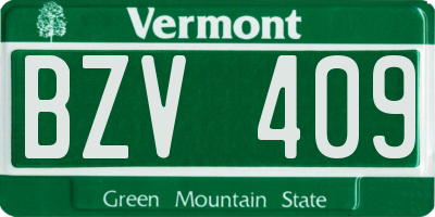 VT license plate BZV409