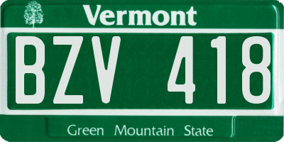VT license plate BZV418