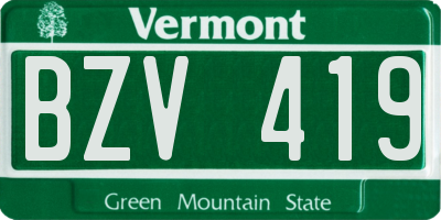 VT license plate BZV419
