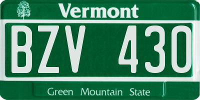 VT license plate BZV430