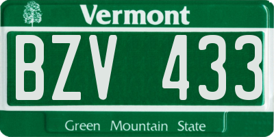 VT license plate BZV433