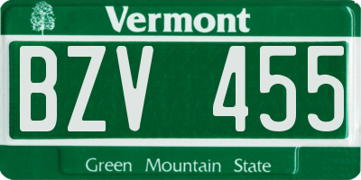 VT license plate BZV455