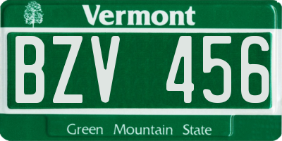 VT license plate BZV456