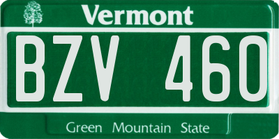 VT license plate BZV460
